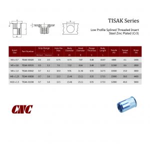 TISAK / Low Profile Splined Threaded Insert