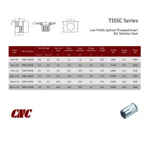 TISSC / Low Profile Splined Threaded Insert